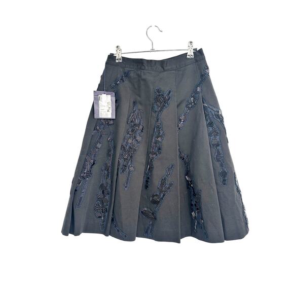 Prada $16k Black Navy Beaded Embellished Pleated Skirt Size 40 New w Flaw - Picture 1 of 10